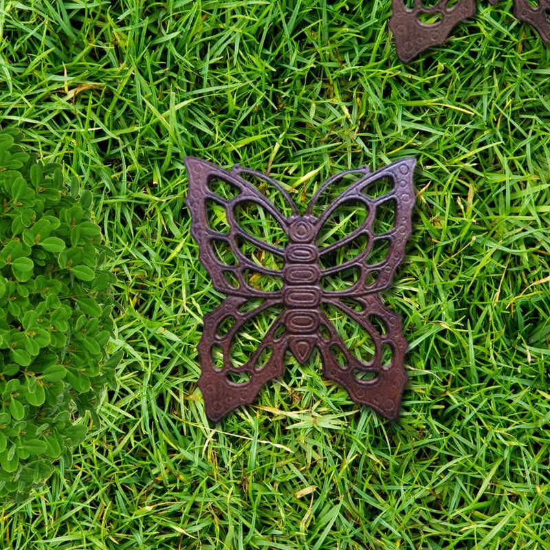 Comfy Hour Rustic Style Collection Cast Iron Garden Stepping Stone - Butterfly (Vintage Wash Brown) - Image 1